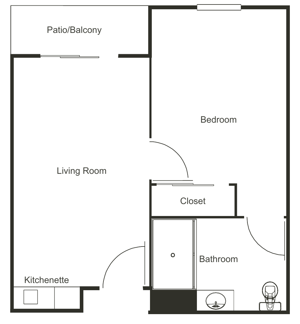 Floor plan of the One Bedroom